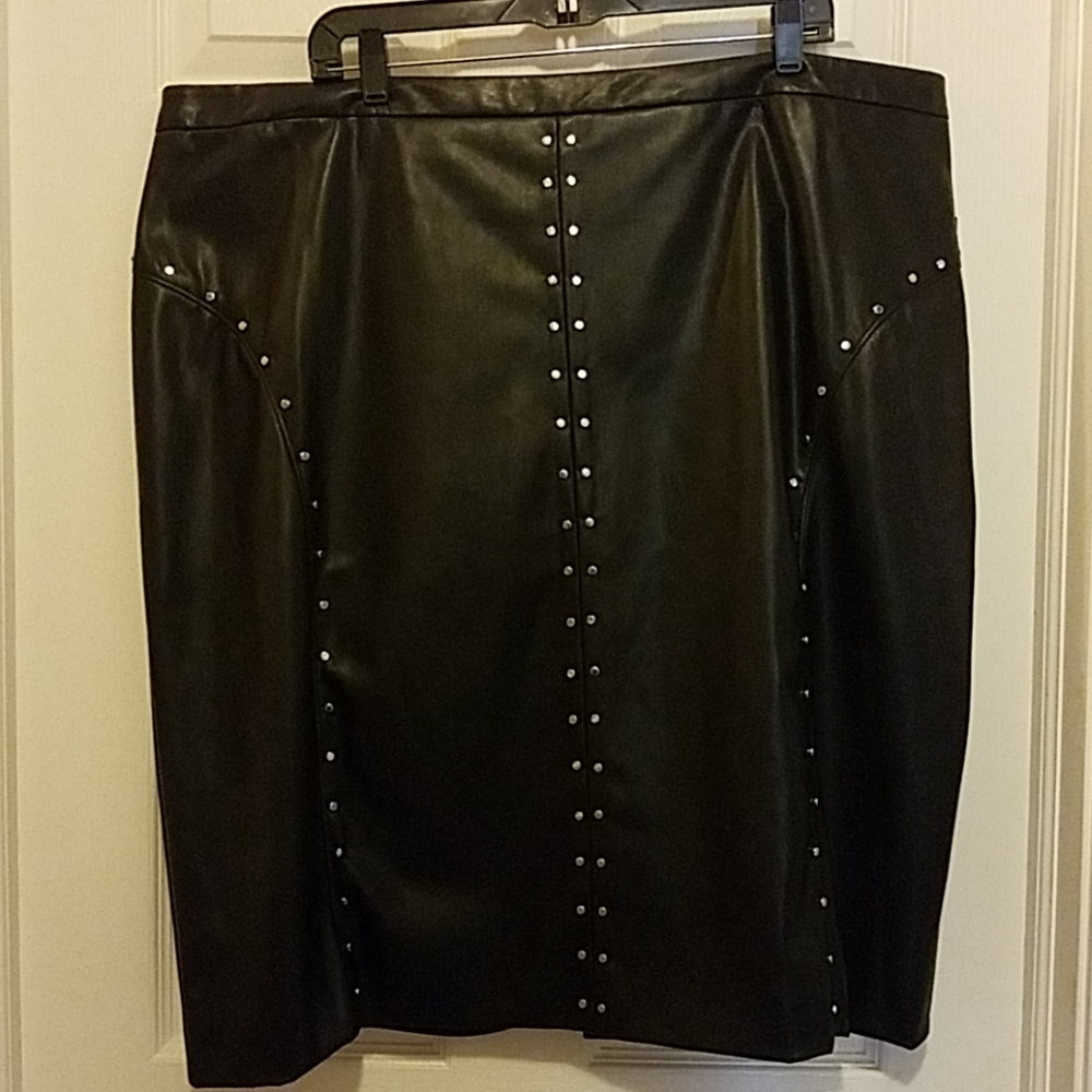 Faux leather studded skirt